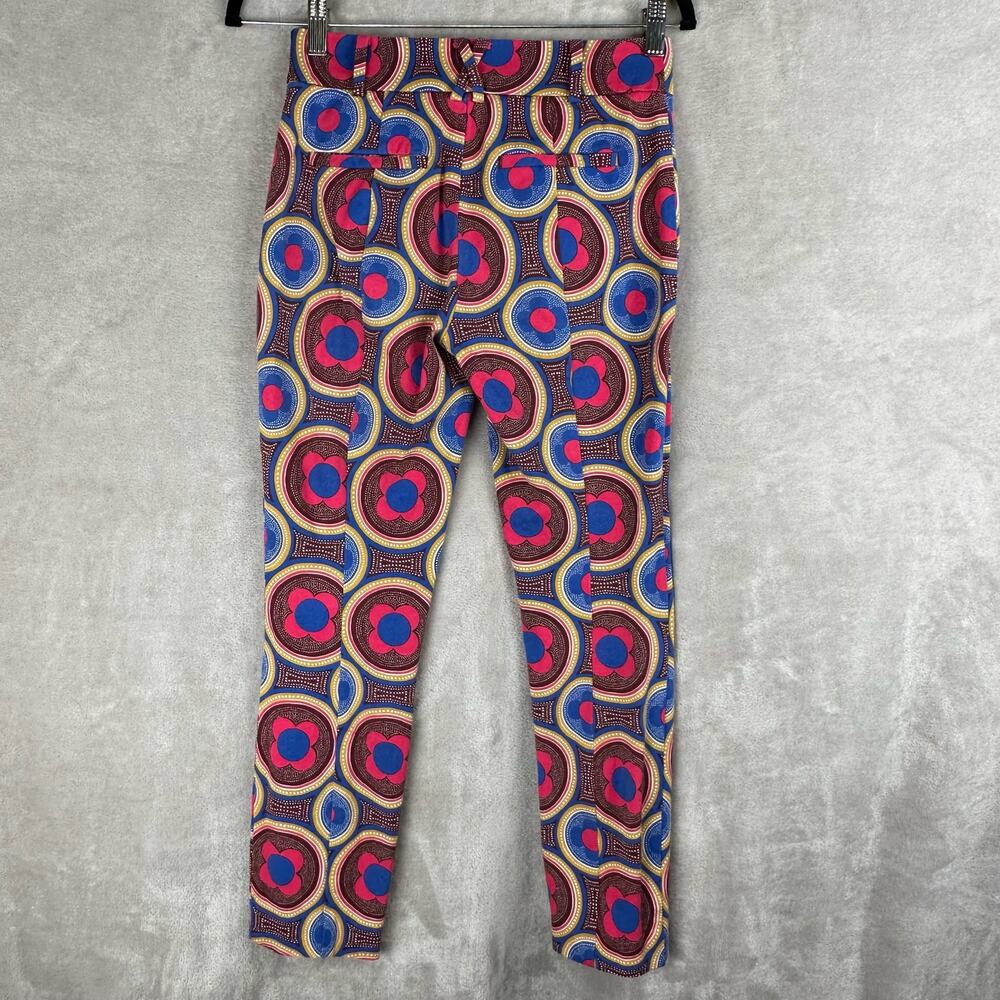 Anthropologie Pants Womens 0 Pink Floral Essential Slim Festival Vibrant Hippie - Picture 7 of 15